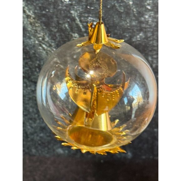 Vintage Resi Lenz Gold Foil Angel Blown Glass Ornament Western Germany C1960's - Picture 5 of 7
